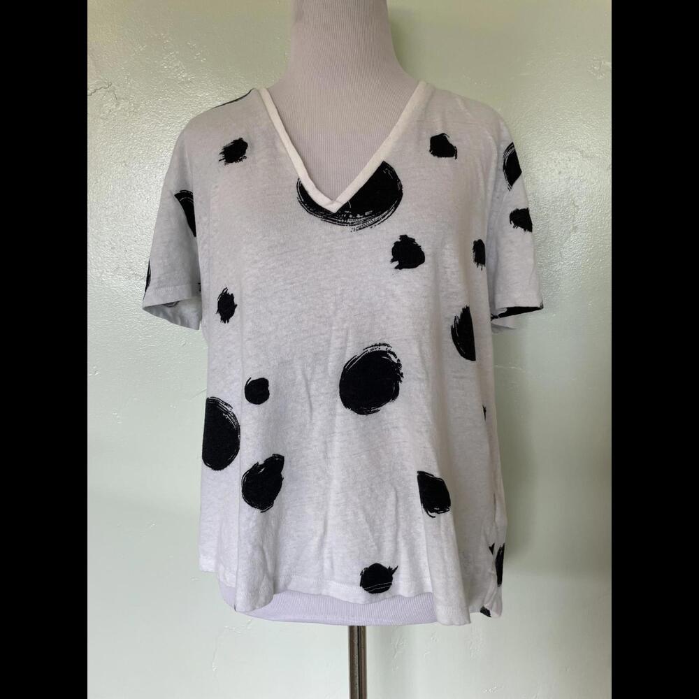 Ted Baker Abstract Polka Dot Black White V Neck T Shirt Large L 17-0095